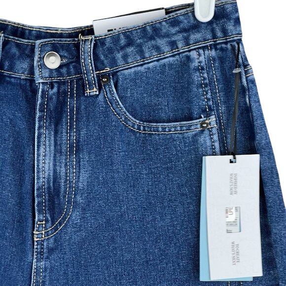 NWT Future Collective Reese Blutstein Women Blue Jeans Size 8 Straight High Rise - Picture 5 of 15